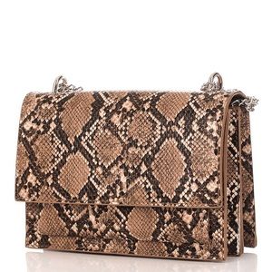 Snake skin print crossbody chain bag